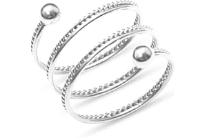 IMINI Bague spirale flexible en acier inoxydable avec boule de perles tendance simple torsadée superposée - Bague empilable au milieu du pouce - Confortable - Cadeau pour femme et homme - Taille 8