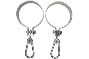 Danto® 2er Set Manschettenhaken Ø auswählbar, Schaukelhaken, Schaukelschellen, Türreckhaken mit Karabiner verzinkt, für Rohre oder Rundhölzer