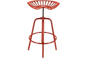 Rivanto® Traktorstuhl rot, bequemer Barhocker aus Eisen, verstellbare Höhe