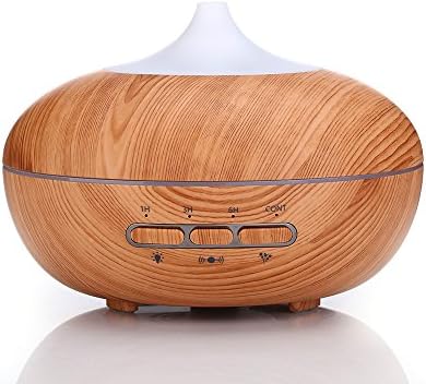 OUTUOU 300ML Essential Oil Diffuser Ultrasonic Cool Mist 220V Humidifier with Wood Grain Design for Office Room Spa (Oak)