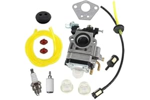 FRYPAY Carburateur pour débroussailleuse 52cc 49cc 43cc Carbu Kit avec tuyau, joint, bougie d'allumage et filtre à essence