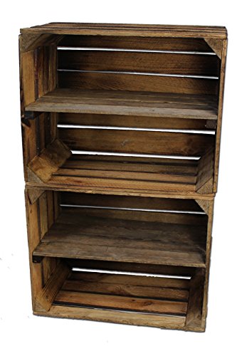 2 Stück GEFLAMMTE Holzkisten – Weinkisten – Obstkisten mit Zwischenregal von Cronenwerth - 3