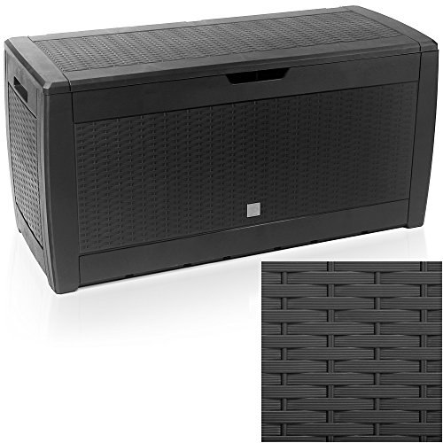 Truhe mit klappbarem Deckel Rato Tischtruhe Spielzeugtruhe Auflagenbox Rattanoptik anthrazit - 2