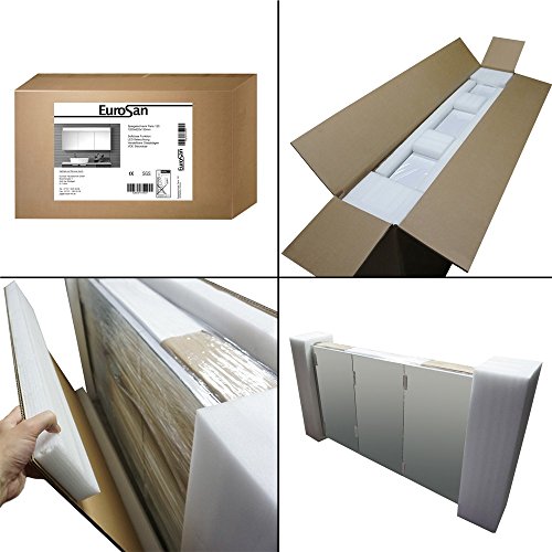 Eurosan Paris, P120, 3-türiger Spiegelschrank, Superflache, Integrierte LED-Frontbeleuchtung, Breite 120 cm, Weiß - 5