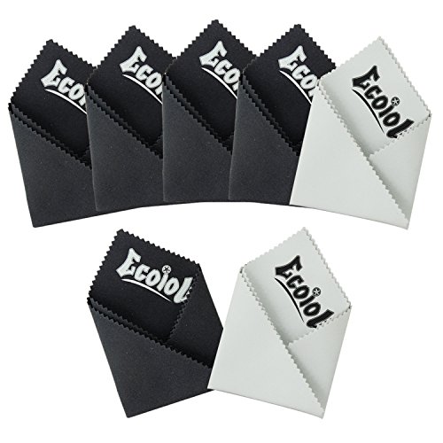 Preisvergleich Produktbild (7er Packung) Ecoiou Mikrofaser-Reinigungstücher / doppelseitige Mikrofaser-Tücher Reinigungstücher mit sanft farbigem Stoff, Für Smartphone, Auto, Gläser, Objektive, Laptop LCD-Bildschirme und empfindliche Oberflächen (5 schwarz und 2 grau 18X18cm)