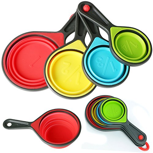 TRIXES 4 Faltbare Messlöfflel aus Silikon