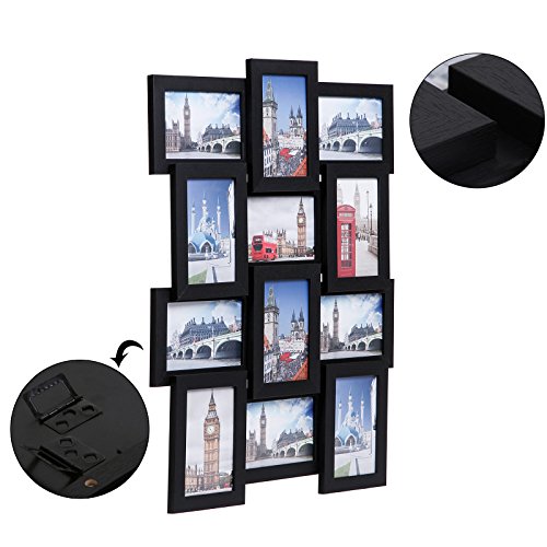 Songmics Bilderrahmen Collage für 12 Fotos + 1 x einzelner Fotorahmen aus MDF 10 x 15 cm schwarz RPF112H - 5