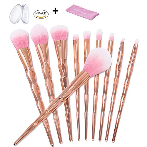 BeautyStar 10 Pcs Makeup Pinsel Set für Lidschatten Eyeliner Blush Kosmetik Concealer Erröten mit Freiem Silikon Make Up Schwamm