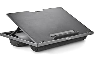 NGS LAPNEST - Soporte de Regazo Multifuncional y Ergonómico para Portátiles de hasta 15,6" con Base Acolchada, Ajustable con 8 Niveles de Altura