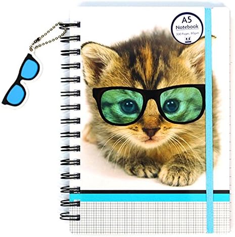 Cute Geek Cat &amp; Pug Dog A5 Notebooks (1 x Geek Cat)