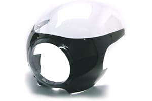 ALCHEMY PARTS Carénage Bulle De Moto pour Projet Rétro Cafe Racer En Noir Brilliant avec Bulle Transparente