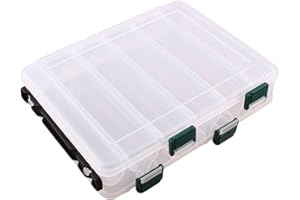 Nikou Tackle Box, 12 Compartments Tackle Plastic Storage Container, Fishing Box, Bait Box, Device, Double-Sided Storage Case, Double-Sided