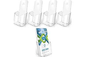 Niciksty 4pz Espositore A5 Porta Depliant da Tavolo in Plastica Trasparente - Tavolo o Parete - Espositore da Tavolo A6 Contenitore Volantini, Menu e Portariviste