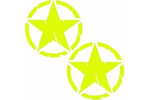 Pimastickerslab Kit Adesivi 4x4 off Road Stella Militare US Army Scegli Colore e Misura -cod. 1653- (029 Giallo Fluo, Diametro 10 CM)