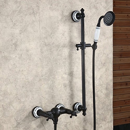 Hiendure ®Wandhalterung Wanne Dusche Wasserhahn, Mischbatterie, mit Handbrause, Öl eingerieben Bronze