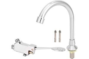 Cafopgrill Faucet with Foot Pedal Accessories, Valve Bathroom Basin Faucet Set Laboratory Foot Pedal Faucet Home Sink Water Tap Kit