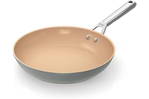 Ninja Extended Life 28cm Ceramic Frying Pan, Non-Stick (No PFAs, PFOAs, Lead or Cadmium), Induction Compatible, Stainless Steel Handle, Oven Safe to 285°C, Grey & Terracotta, CW90028EUUKDB