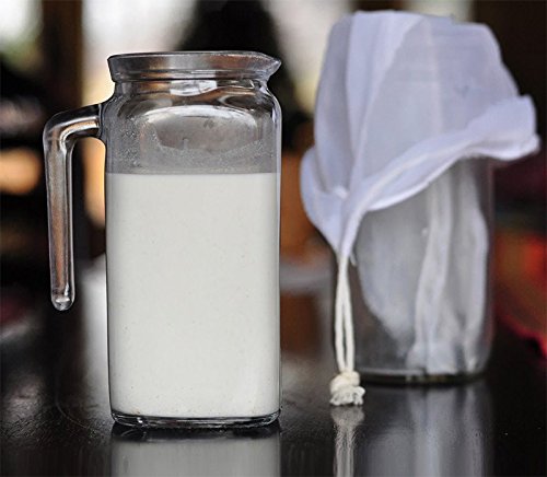 Design61 Nussmilchbeutel aus 100% Baumwolle Filtertuch Seiher Passiertuch für Nussmilch Mandelmilch Herstellung veganer Milchalternativen und vielen weiteren Anwendungsmöglichkeiten - 6