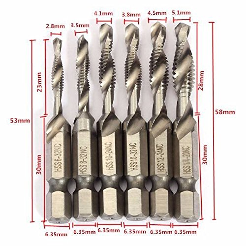 Mohoo Handgewindebohrer Maschinengewindebohrer Drill Bits Satz Edelstahl HSS (M3 M4 M6 M8 M10) Type B - 5