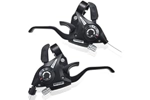 CYSKY Cambio de Bicicleta 3x7/3x8 Velocidad Cambios Frenos Combo, Kits de Palanca de Freno Izquierda Derecha con Indicador de Marcha y Cables de Freno para Bici Montaña, Carretera (3 x 7 Velocidad)