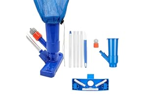 BESELOA Aspirateur de Piscine à Vide Kit, Mini aspirateur à Jet pour Piscine, avec Brosse, Sac et 5 bâtons,Accessoires de Nettoyage de Piscine pour Feuilles, Terre et Sable et Citron Vert