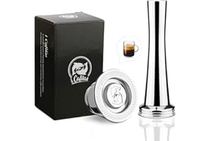 i Cafilas Cápsula de café Nespresso rellenable de Acero Inoxidable,Cápsula de Repuesto para Nespresso, prensador, Cuchara de plástico, Pincel