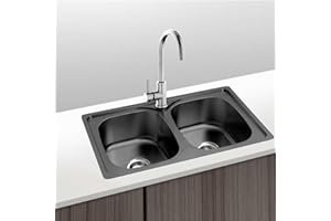 Gresinex | Fregadero 2 Seno Acero Inox 80x44 | Negro Antracita | Encastrar - Modelo Dublin- Tratamiento PVD