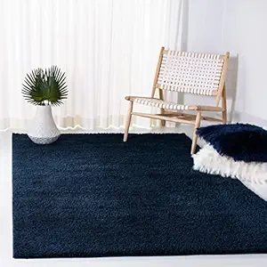 ANGEL CARPET Shaggy Carpet Plain Fur Rugs for Bedroom Living Room Feet Microfiber 2 Inch Pile Height Modern Interior Mats Size 2 x 3 Color Blue