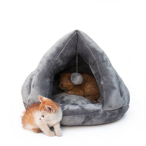 Lit confortable de chat de luxe, dormeur doux mou chaud d'hiver (M, Gris)