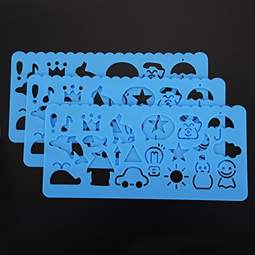 Outus Kunststoff Schablonen Zeichen Form Set für Kinder, 74 Formen, 24 Stück - 6