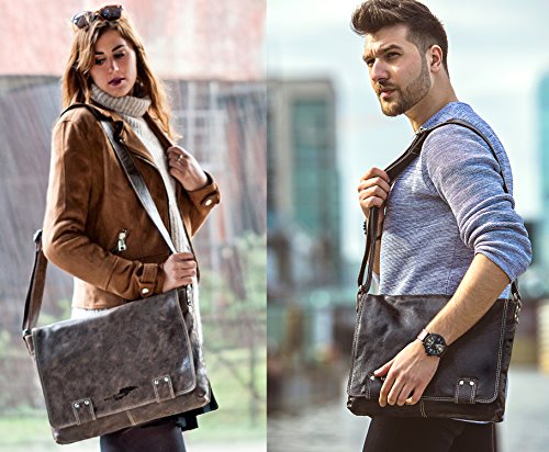 Leder Umh  ngetasche Herren Damen Messenger Bag Leder DIN A4 Ledertasche schwarz braun cognac grau blau 36 x 30 x 8 cm von REBELS   LEGENDS