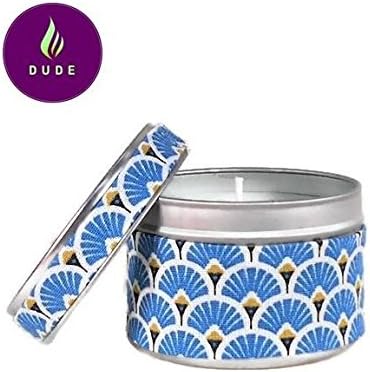 Monoï scented candle with vegetable wax in metal box dressed with fans fabric. Personalised gifts, gifts for mum, gifts for friends, christmas Gifts, birthday gifts wedding valentine Day