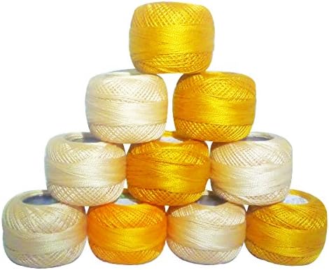 10 Anchor Pearl Cotton Balls / Size 8 (85 Meters each) / 10 Coloured Crochet Cotton Thread-10gm Per Ball- Knitting, Lacey Craft- 85 Metres