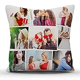k1gifts 9 Photos Personalized Collage Satin Photo Pillow (White) 12 * 12 INCH