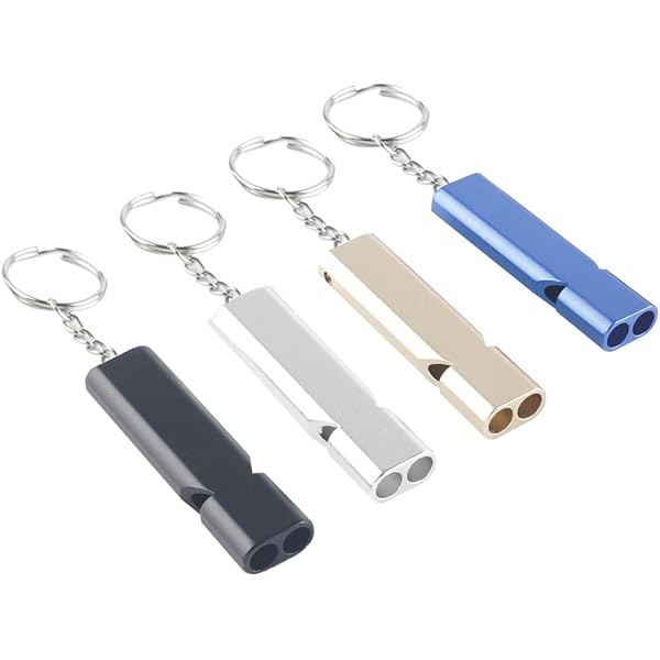 6 Sifflets De Survie Métalliques - Double Tube 120dB Avec Porte-clés - Pour Sport, Randonnée Et Urgence