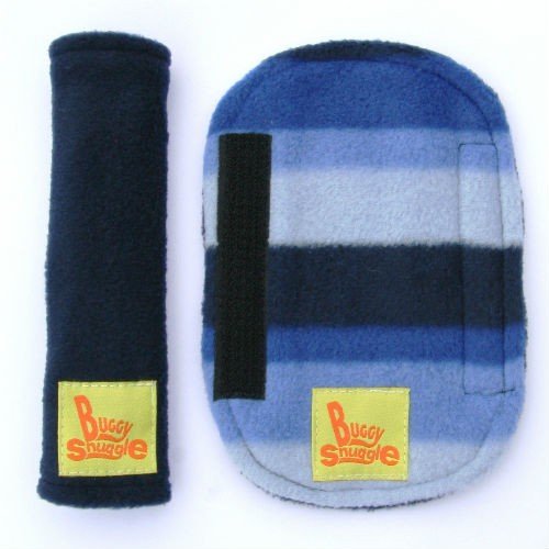 Buggy Snuggle Navy Fleece Strap Covers (Blue Stripe)