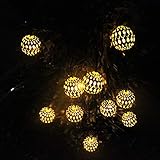 String Lights TAOtTAO Solarschneeflocke-Schnur beleuchtet Hausgarten-Dekoration mit Perlen 10LED (Gold)