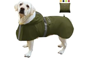 KOOGAL Large Dog Rain Jackets with Hood, Dog Raincoat with Reflective Safety Strips, Waterproof Dog Mackintosh, Suitable for Medium and Large (Green, 5XL)
