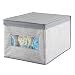 Produktbild mDesign Aufbewahrungsbox mit Deckel - BHT: 39 x 30 x 25 cm - vielseitig einsetzbar als Kleiderschrank- oder Wickeltisch-Organizer - große Aufbewahrungskiste aus Stoff - grau