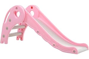 WDW New Heart Design Kids Childrens Slide Green/Pink Indoor Outdoor Garden Toy Climbing Slide Steps