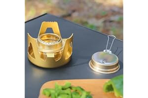 BORDSTRACT Estufa de Alcohol, portátil para Acampar, Estufas ultraligeras de Campamento con Soporte, Quemador de Alcohol de Estufa portátil para Acampar, Caminar, Hacer mochileros(Oro)