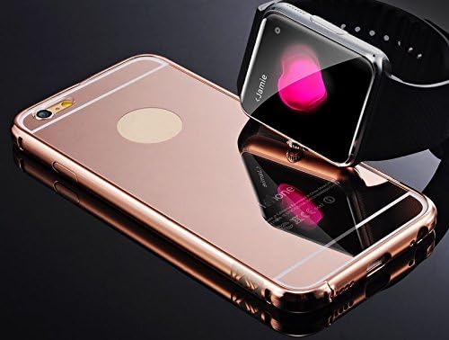 For iPhone :Luxury Fashion Mirror Ultra Slim Metal Case with Aluminum Frame Hard Back Cover (iPhone 6S Plus, Rose Gold)