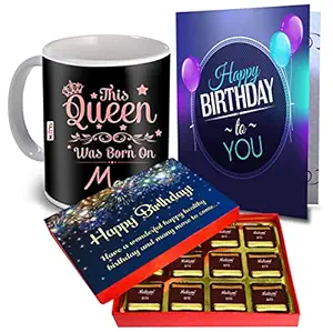Midiron Chocolate Birthday Gift for Girlfriend, Friend, Sister, Wife, girls, Daughter | Specially Gift for May Born Girls | Gift for Girls ( Chocolate Box , 1 Coffee Mug, Birthday Card )