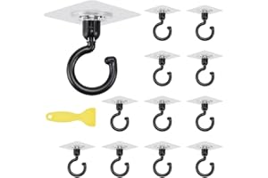 LANSKYLAN 12 Stück Haken Selbstklebend Deckenhaken 360 grad Drehen Klebehaken Decke Magische Haken max 5kg Ohne Bohren Handtuchhaken Transparent Drehbar Decke Wandhaken für Schlafzimmer Küche Bad