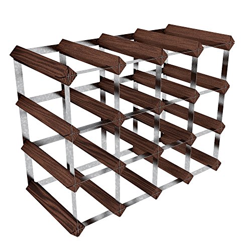 RTA Weinregal, Verzinkter Stahl /Mahagoni Kiefer, für 16 Flaschen, Braun - 2