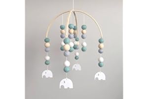 Conruich Baby Windspiele, Neugeborenen Kinderzimmer hängende Bettglocke Kinderbett Spielzeug, Mobile Krippe Kinderzimmerdekoration, Holz Ornament Geschenk für Baby Mädchen oder Jungen (6)