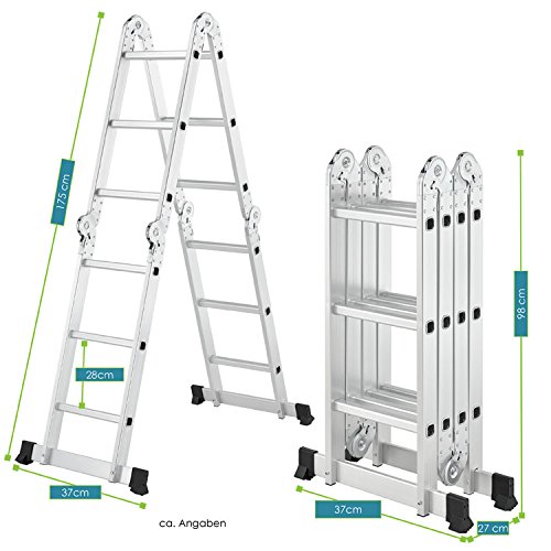 Aluminium Multifunktionsleiter 3,6m Tragfähigkeit bis 150 kg - 7