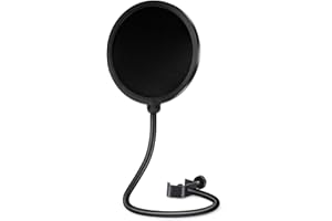 SUUNTOK Microphone Pop Filter for Blue Yeti and Other Mics, Microphone Pop Shield with Enhanced Flexible 360° Gooseneck Clip Stabilizing Arm for Vocal Recording, Live Broadcasting, Gaming (Mesh)