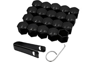 Lumi Zenva 20 Pièces Cache Écrou 19 mm, Capuchons Protection Hexagonale en Plastique, Protecteurs Boulon Écrou de Roue avec Outil de Démontage pour Voitures, Ne Convient Pas pour Q7 (19mm)