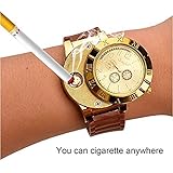 USB-Feuerzeug-Armbanduhr, Militär, Herren-Armbanduhr, Leger, Mit Windsicherem Flammenlosem Zigaretten-/Zigarrenanzünder, Feuerzeug